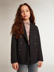 Boys’ dark blue double-breasted buttoned blazer