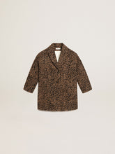 Girls’ single-breasted coat in wool with jacquard animal print