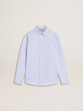 Girls’ striped shirt with embroidered lettering on the pocket