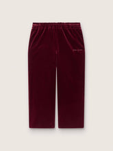 Girls’ burgundy velvet-effect pants with rear pocket