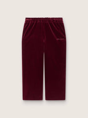 Girls’ burgundy velvet-effect pants with rear pocket