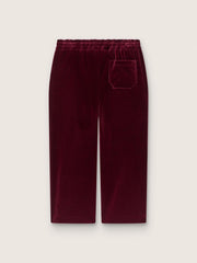 Girls’ burgundy velvet-effect pants with rear pocket