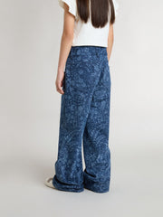 Girls' medium wash wide jeans with print
