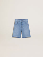 Kids’ denim shorts with embroidery on the back