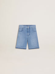 Kids’ denim shorts with embroidery on the back