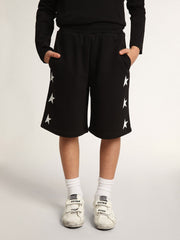 Boys’ black Bermuda shorts with white stars
