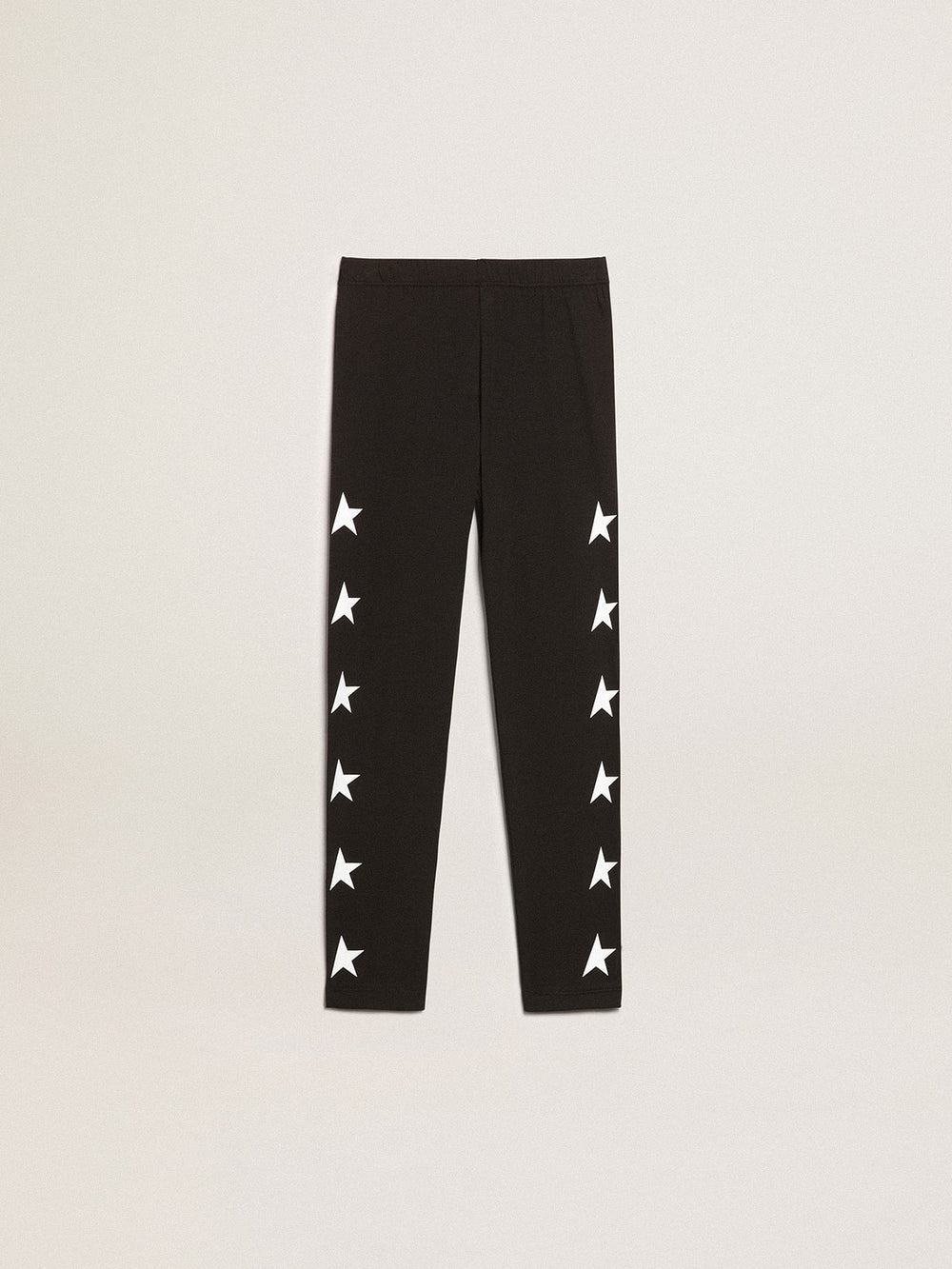Girls’ black leggings with white stars on the sides