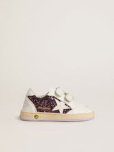 Junior Ball Star in purple glitter with white leather star and heel tab