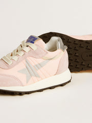 Marathon Junior in pink nylon with printed star and leather heel tab