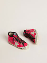 Junior Francy in sequins with ice-gray suede star and animal-print laces