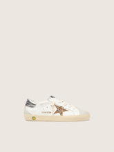 Junior Super-Star with gold glitter star and silver metallic leather heel tab