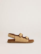 Noa Young sandals in beige raffia and brown leather