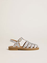 Maxime Young sandals in silver micro-glitter