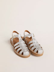 Maxime Young sandals in silver micro-glitter