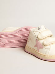 June Junior in nappa leather with old rose suede star and heel tab