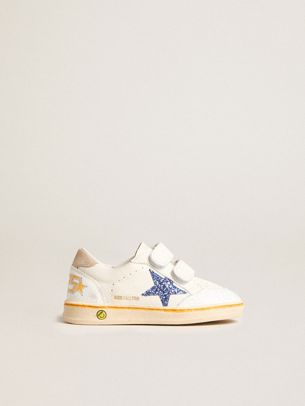 Junior Ball Star with blue glitter star and beige suede heel tab