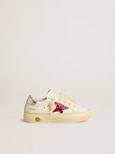 May Junior with fuchsia glitter star and metallic leather heel tab
