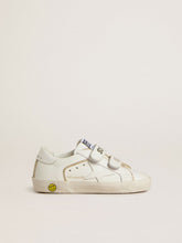Junior Old School in white leather with gold details