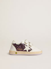 Young Ball Star in purple glitter with white leather star and heel tab