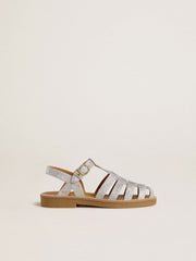 Maxime Junior sandals in silver micro-glitter