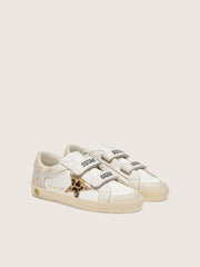 Young Old School in nappa with leopard-print pony skin star and leather inserts