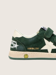 Young Ball Star in forest-green suede with cream leather star and heel tab