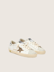 Young Super-Star with gold glitter star and silver metallic leather heel tab