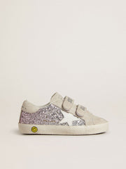 Teen Old School in silver and pink glitter with white leather star