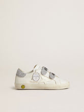 Young Old School in white leather with silver Swarovski crystal heel tab and straps