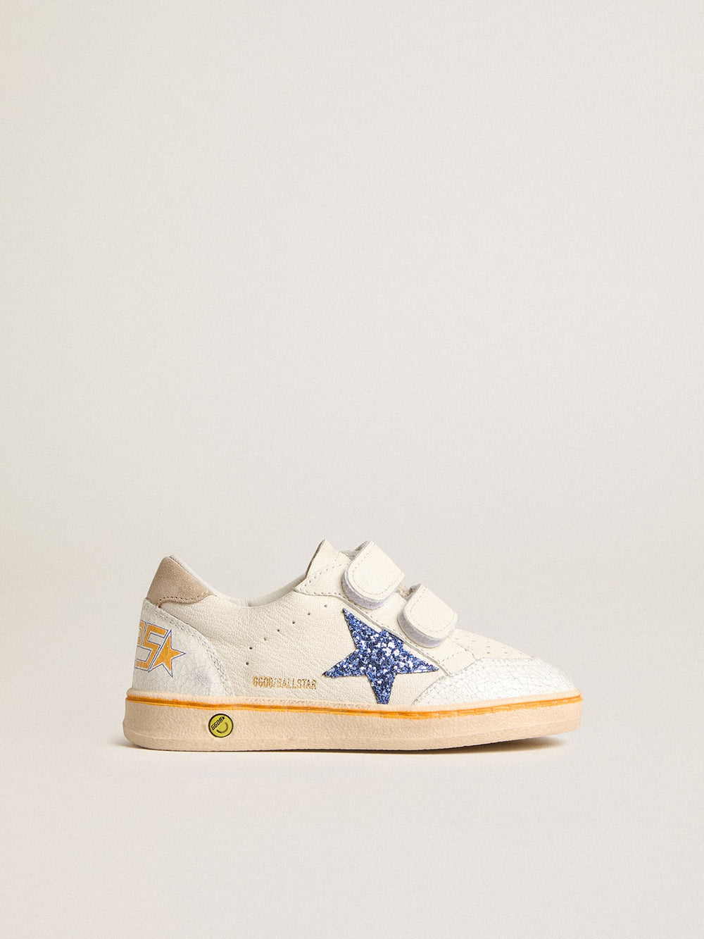 Young Ball Star with blue glitter star and beige suede heel tab