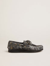 Cruise Teen loafer in distressed-effect black leather