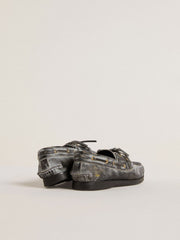 Cruise Teen loafer in distressed-effect black leather