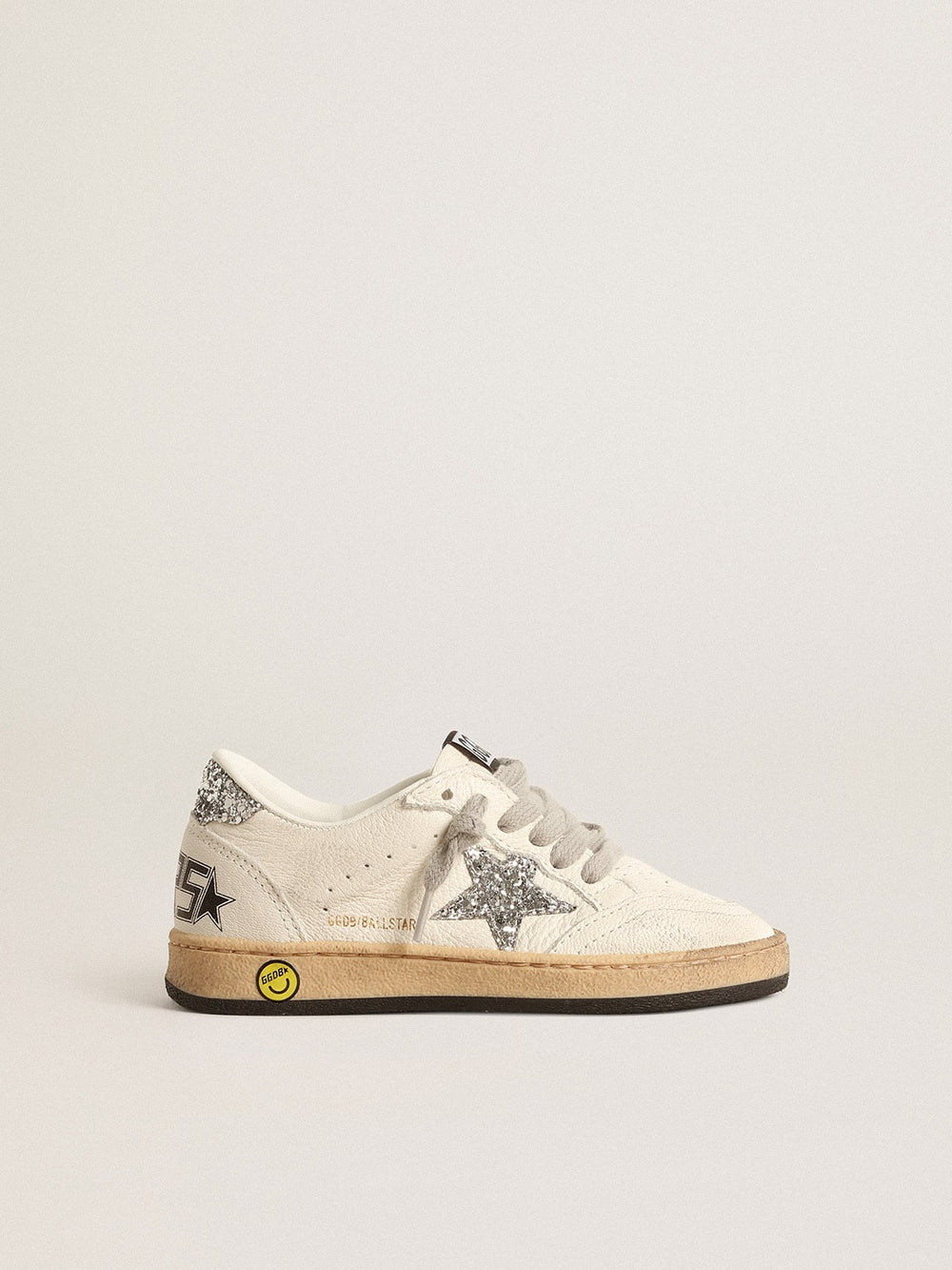 Ball Star Young in nappa with silver glitter star and heel tab