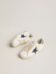 Young Super-Star in leather with glitter star and heel tab