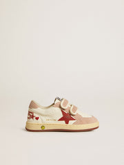 Ball Star Teen in nappa and suede with red star and red embroidered heart