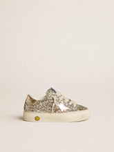 May Teen in platinum glitter with gold leather star and heel tab