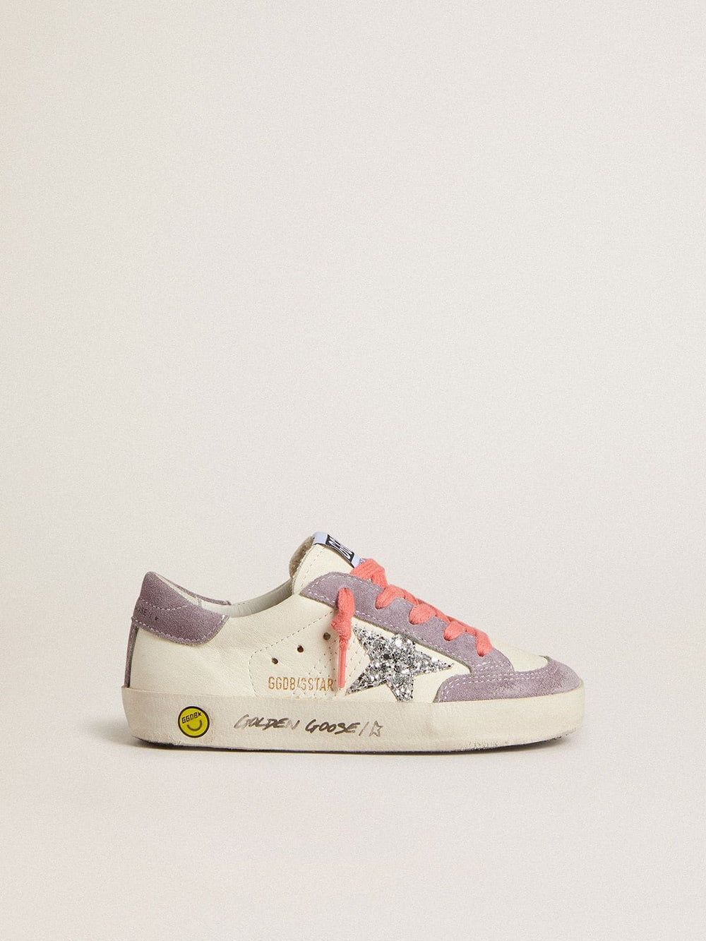 Young Super-Star with silver glitter star and lilac suede inserts