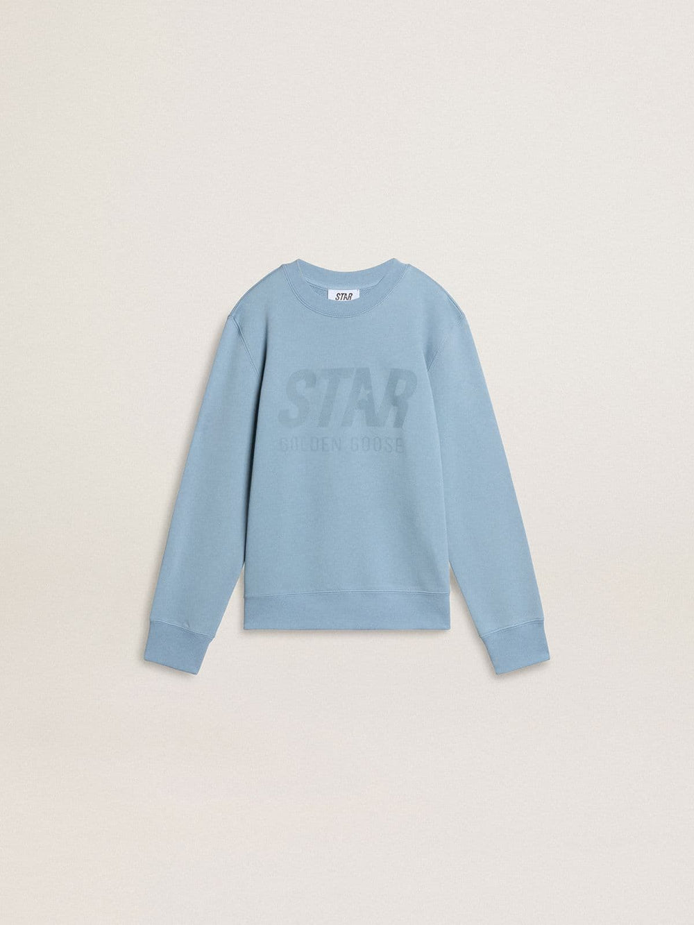 Boys' light blue sweatshirt with lettering on the front