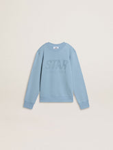 Boys' light blue sweatshirt with lettering on the front