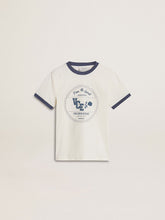 Boys' white T-shirt with blue print