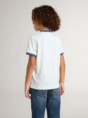 Boys' white T-shirt with blue print