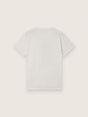 Journey T-shirt for boys in white cotton jersey with digital mascot print