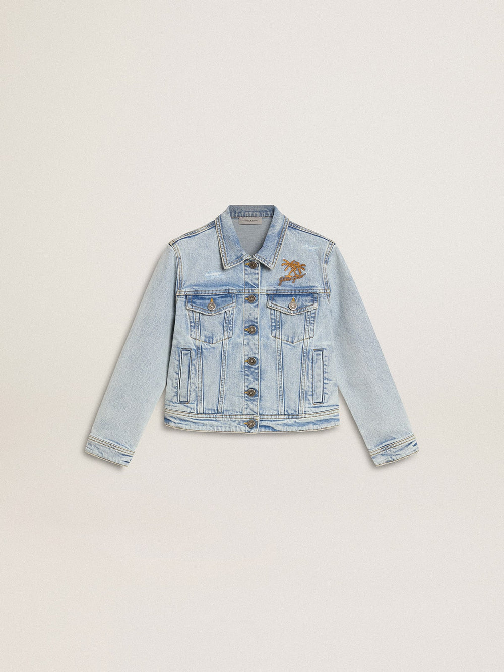 Light denim jacket with embroidery