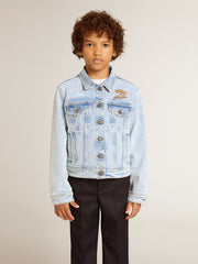 Light denim jacket with embroidery