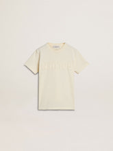 Boys' cream-colored T-shirt with raised logo