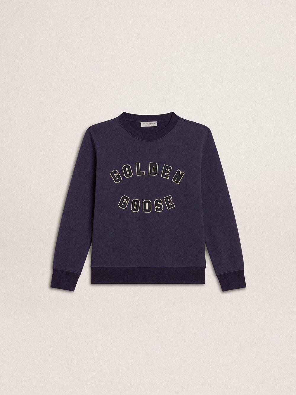 Blue-violet sweatshirt with Golden Goose lettering on the front