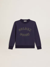 Blue-violet sweatshirt with Golden Goose lettering on the front