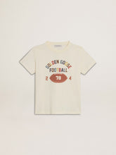 Boys’ T-shirt in worn white with multicolor lettering
