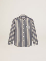 Boys' striped shirt with Golden Dreamers detail on the pocket