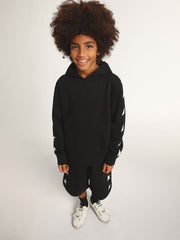 Boys’ hooded sweatshirt in black with contrasting white stars